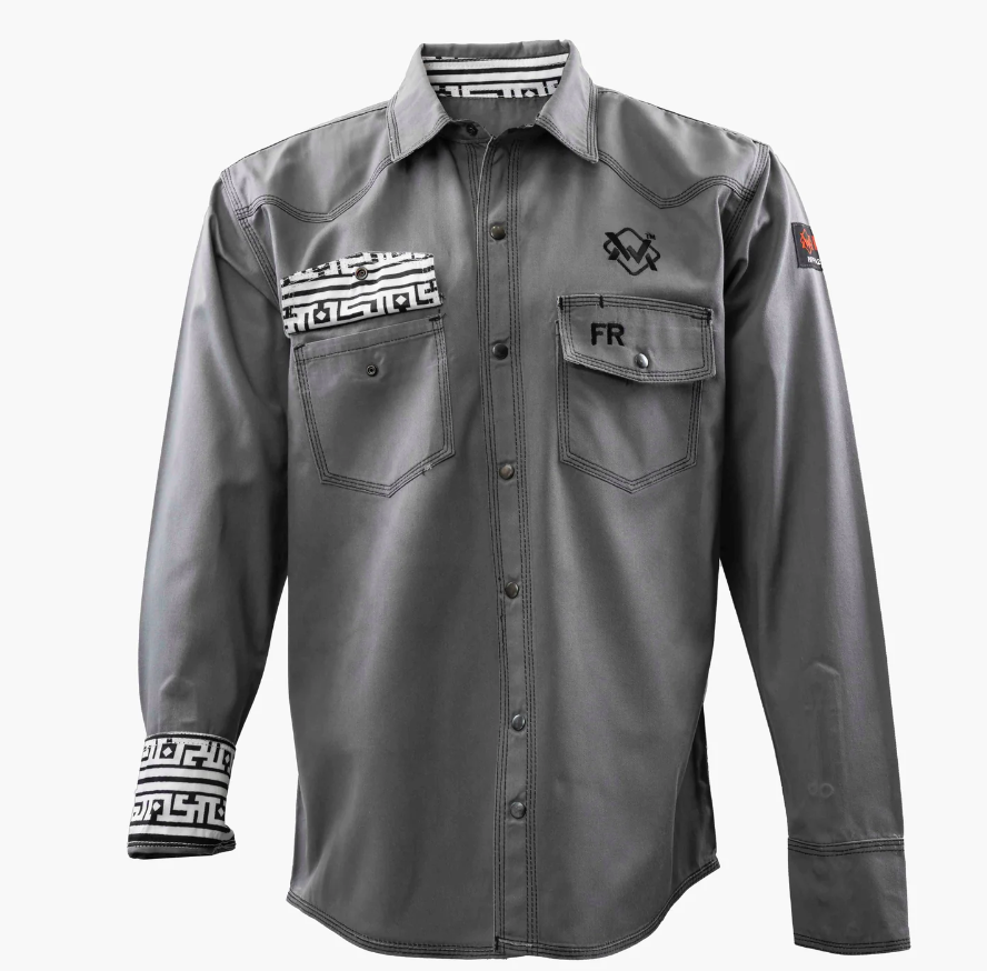 Grey Aztec Button Up Welding Shirt